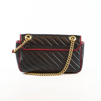 Gucci Medium GG Marmont Flap Chevron Navy/Red - photo 2