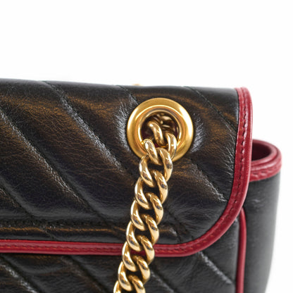 Gucci Medium GG Marmont Flap Chevron Navy/Red - photo 3