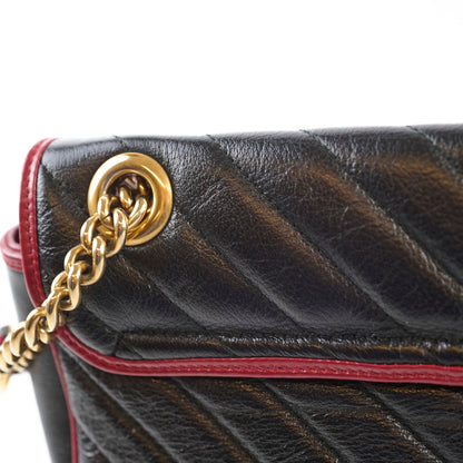 Gucci Medium GG Marmont Flap Chevron Navy/Red - photo 4