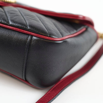 Gucci Medium GG Marmont Flap Chevron Navy/Red - photo 13
