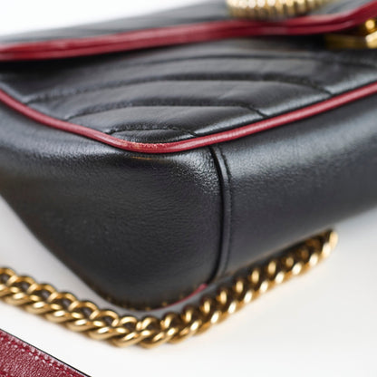 Gucci Medium GG Marmont Flap Chevron Navy/Red - photo 12