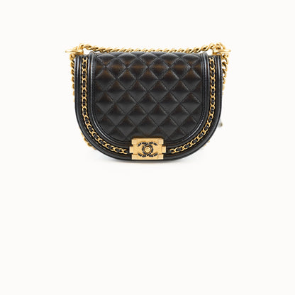 Chanel Half Moon Boy Bag Shiny Caviar Black (microchip) - photo 1