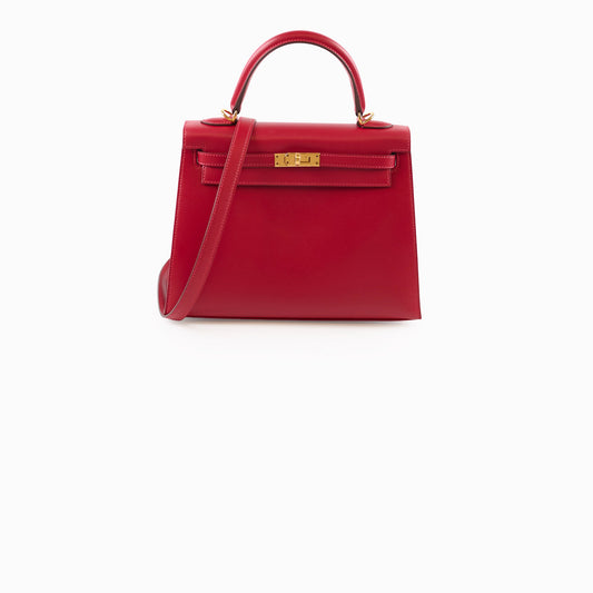 Hermes Kelly 25 Rouge Vif Tadelakt Y stamp - photo 1
