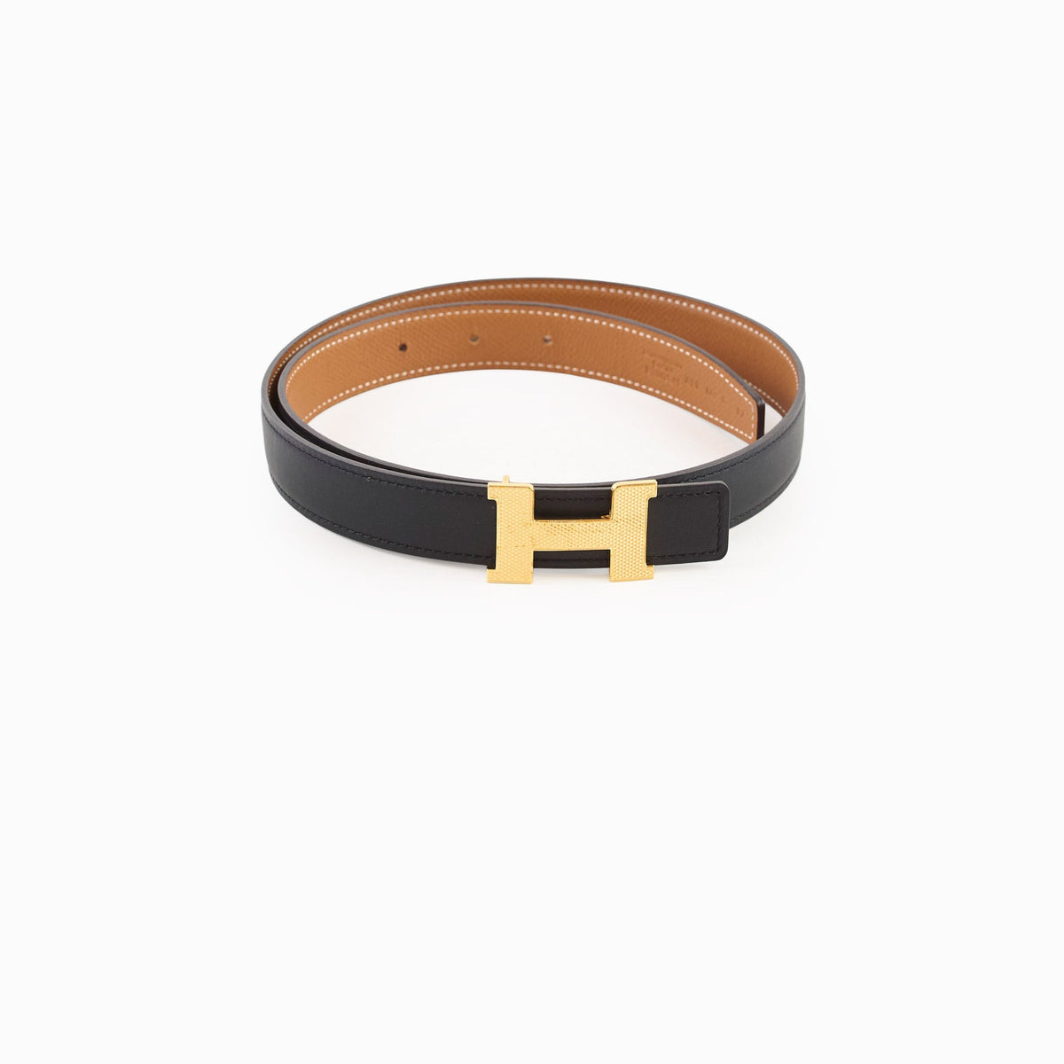 Hermes H Reversible Belt Black Gold Size 75 - photo 1