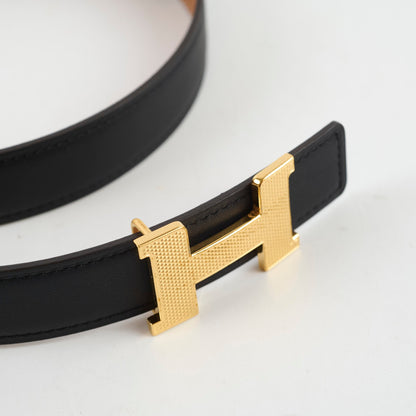 Hermes H Reversible Belt Black Gold Size 75 - photo 2