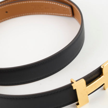 Hermes H Reversible Belt Black Gold Size 75 - photo 3