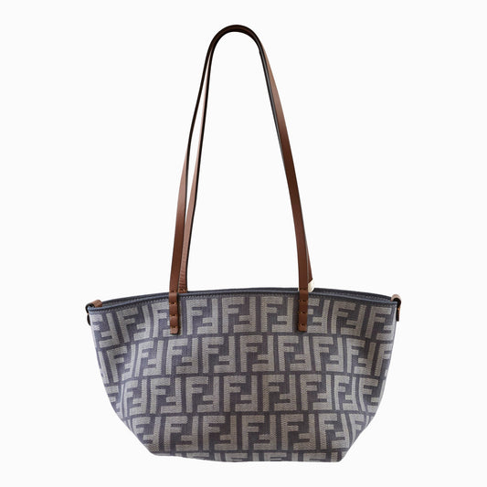Fendi Small Roll Reversible FF Jacquard Tote Denim Light Blue - photo 2