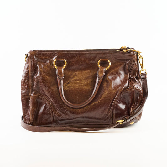 Prada Vitello Shine Bauletto Crossbody Brown - photo 2