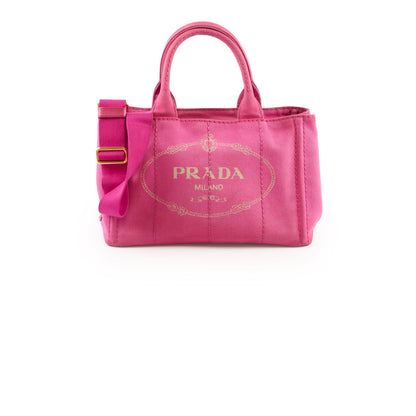 Prada Small Prada Canapa Canvas Tote Pink - photo 1