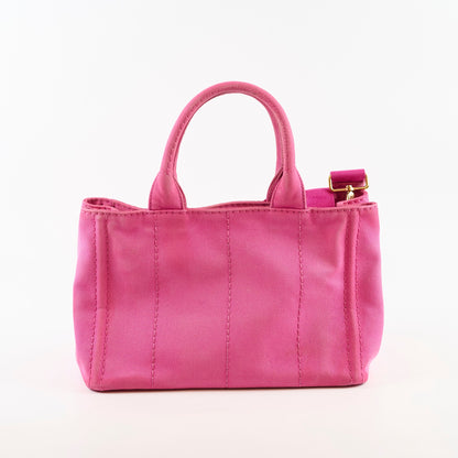 Prada Small Prada Canapa Canvas Tote Pink - photo 2