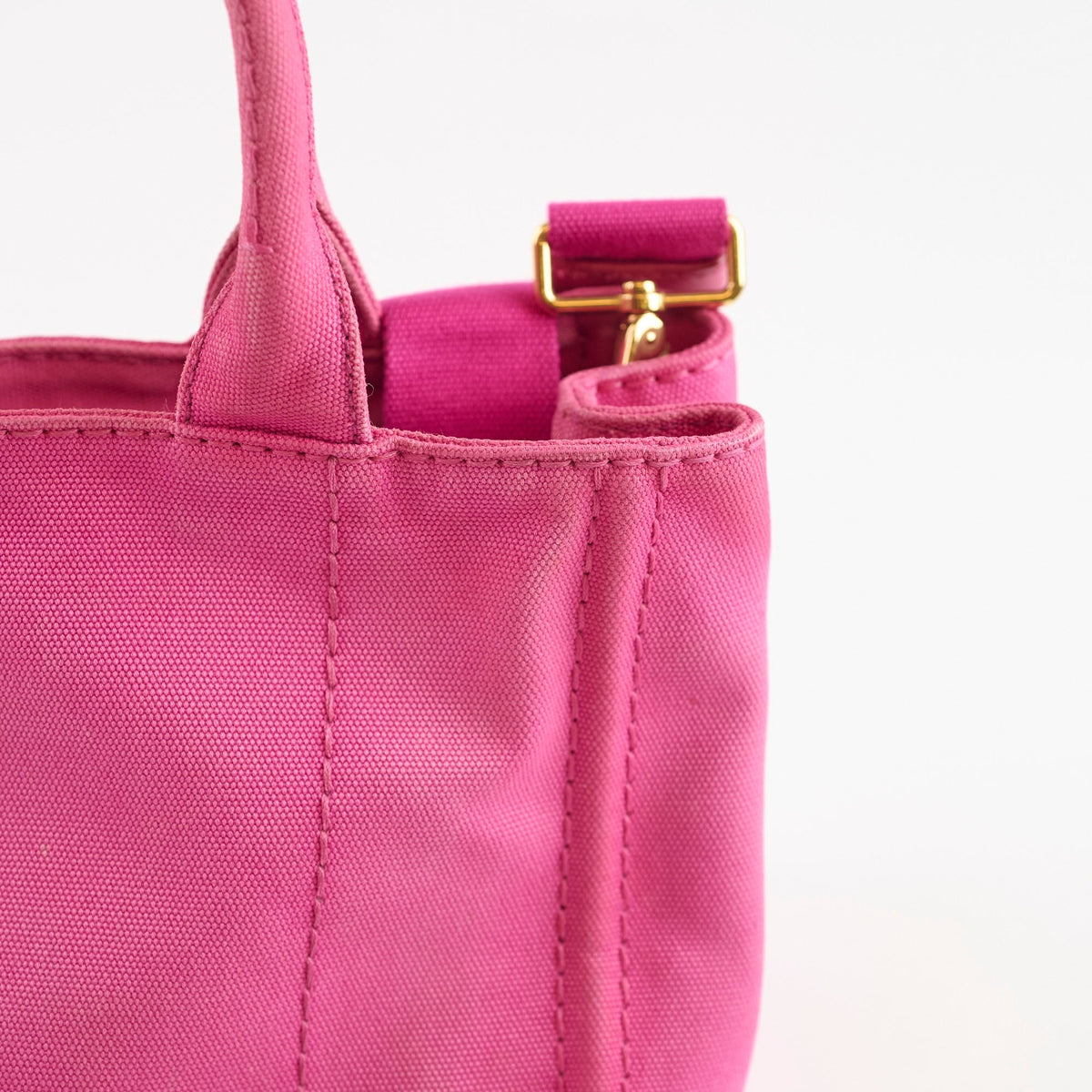 Prada Small Prada Canapa Canvas Tote Pink - photo 4