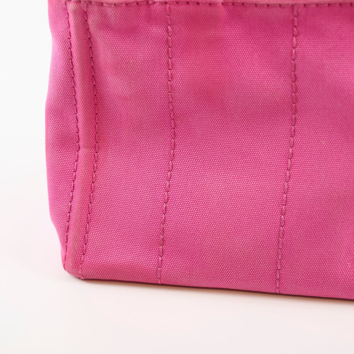 Prada Small Prada Canapa Canvas Tote Pink - photo 7