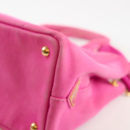 Prada Small Prada Canapa Canvas Tote Pink - photo 12