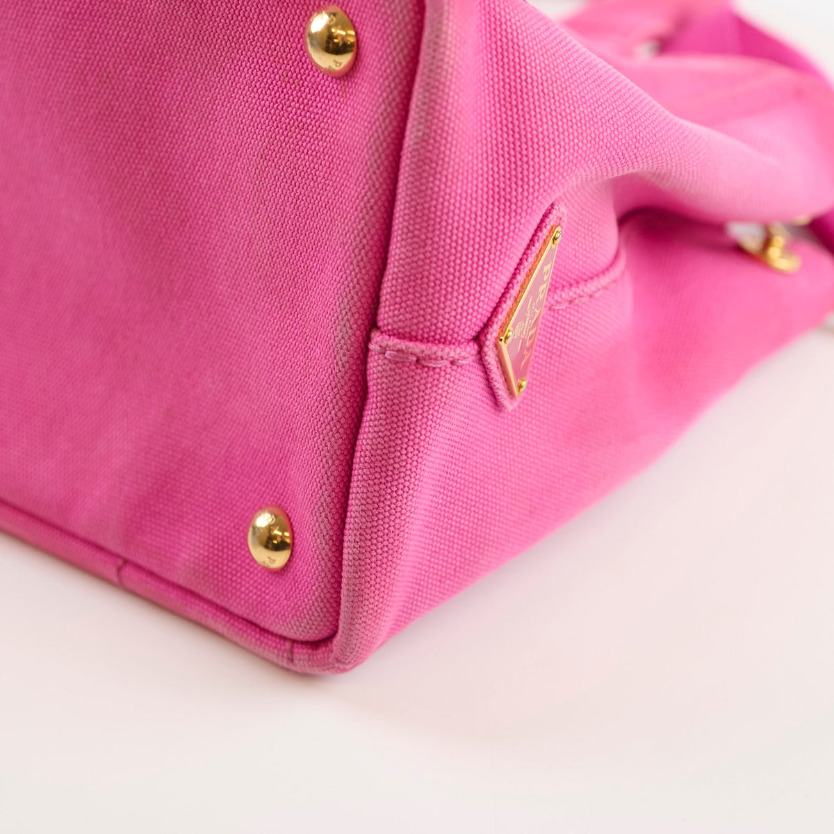 Prada Small Prada Canapa Canvas Tote Pink - photo 13