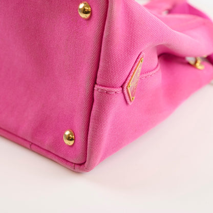 Prada Small Prada Canapa Canvas Tote Pink - photo 13