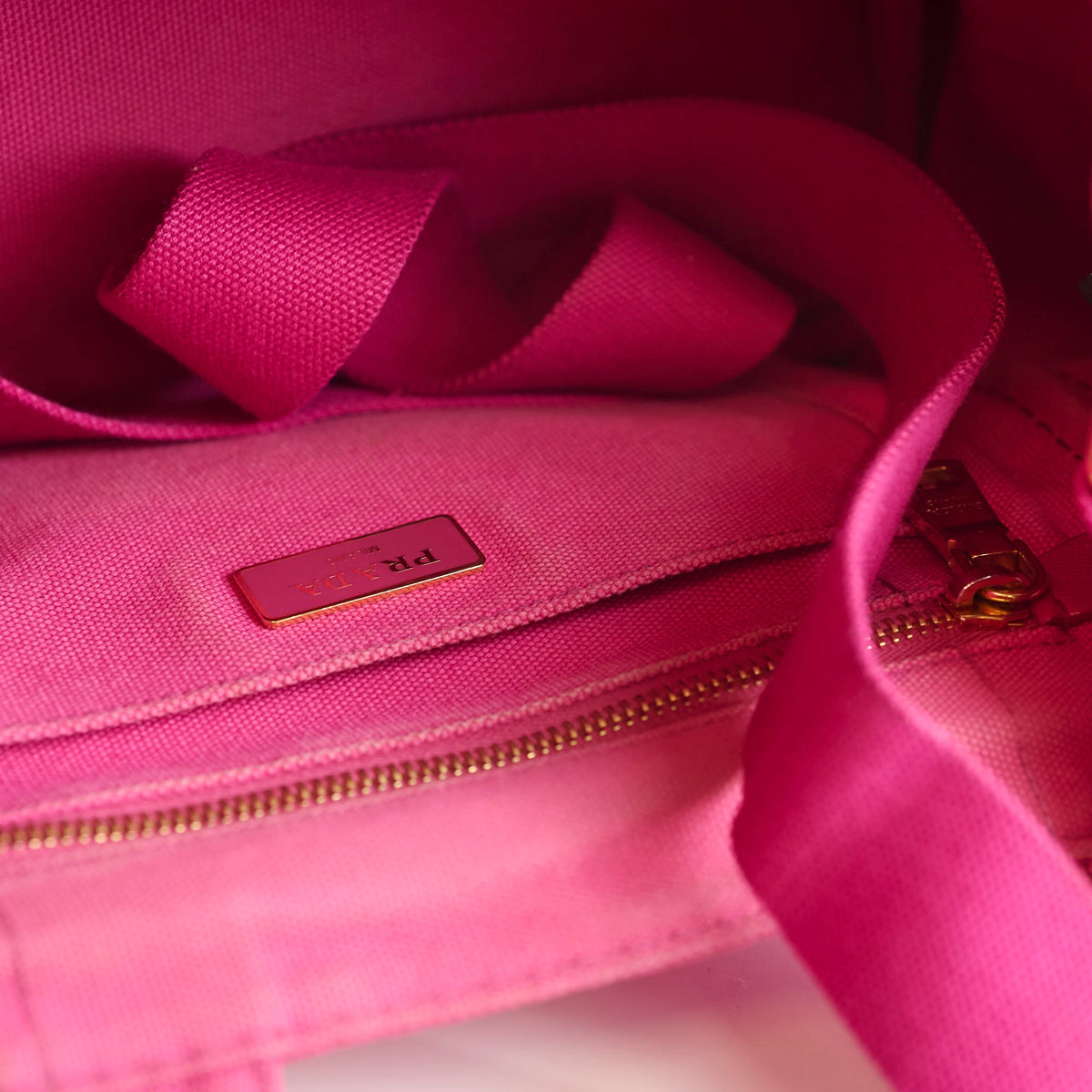 Prada Small Prada Canapa Canvas Tote Pink - photo 8