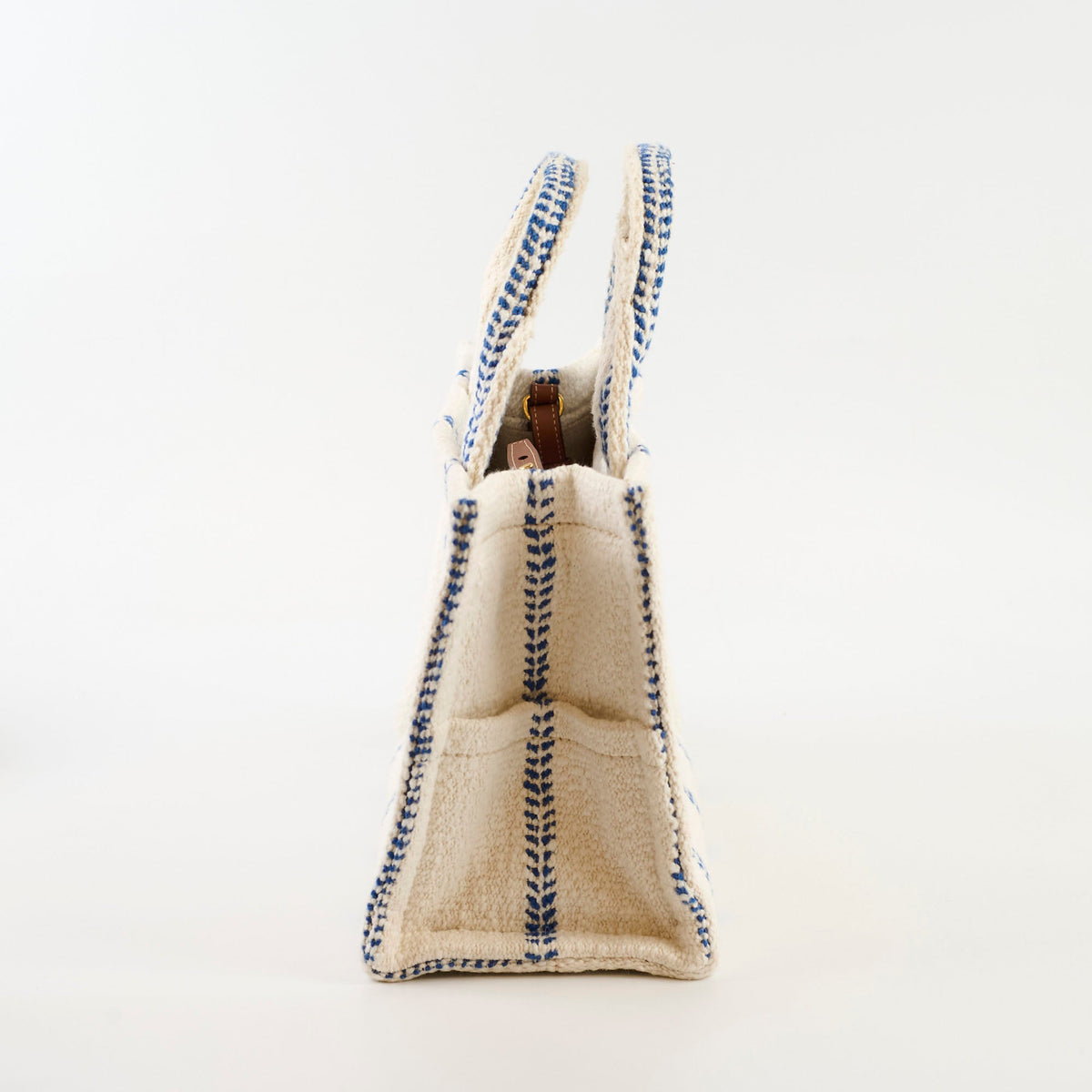Celine Small Cabas Thais Striped Textile Tote White - photo 3