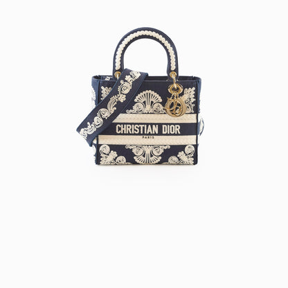 Christian Dior Lady Dior DLite Medium Navy Embroidery - photo 1