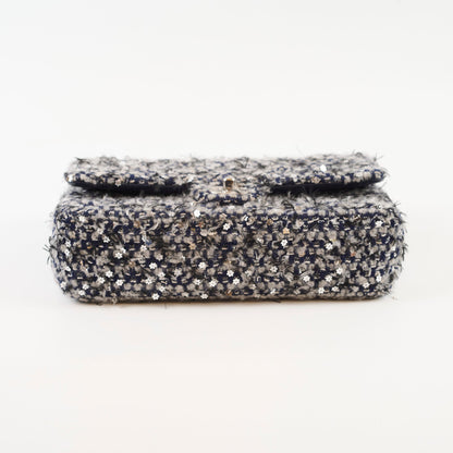 Chanel Medium Flower Sequined Tweed Flap Navy/Grey - photo 5