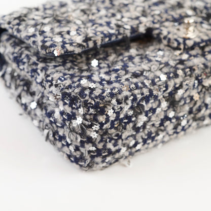 Chanel Medium Flower Sequined Tweed Flap Navy/Grey - photo 6