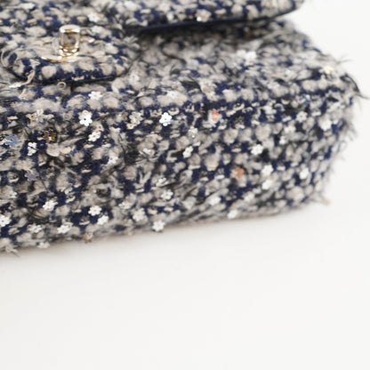 Chanel Medium Flower Sequined Tweed Flap Navy/Grey - photo 7