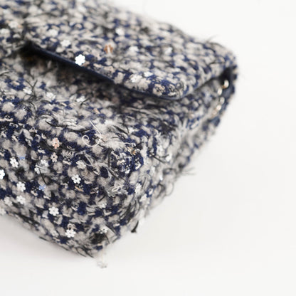 Chanel Medium Flower Sequined Tweed Flap Navy/Grey - photo 8