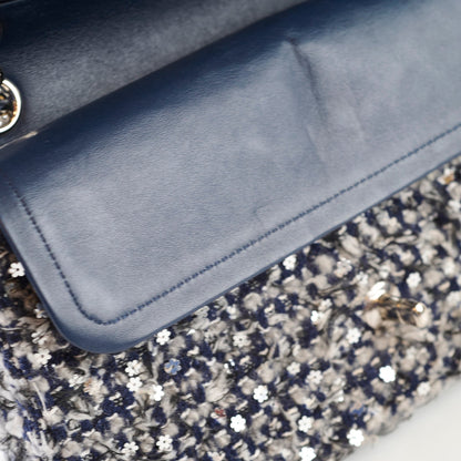 Chanel Medium Flower Sequined Tweed Flap Navy/Grey - photo 15
