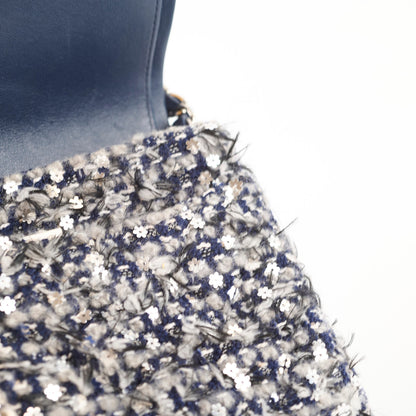 Chanel Medium Flower Sequined Tweed Flap Navy/Grey - photo 17