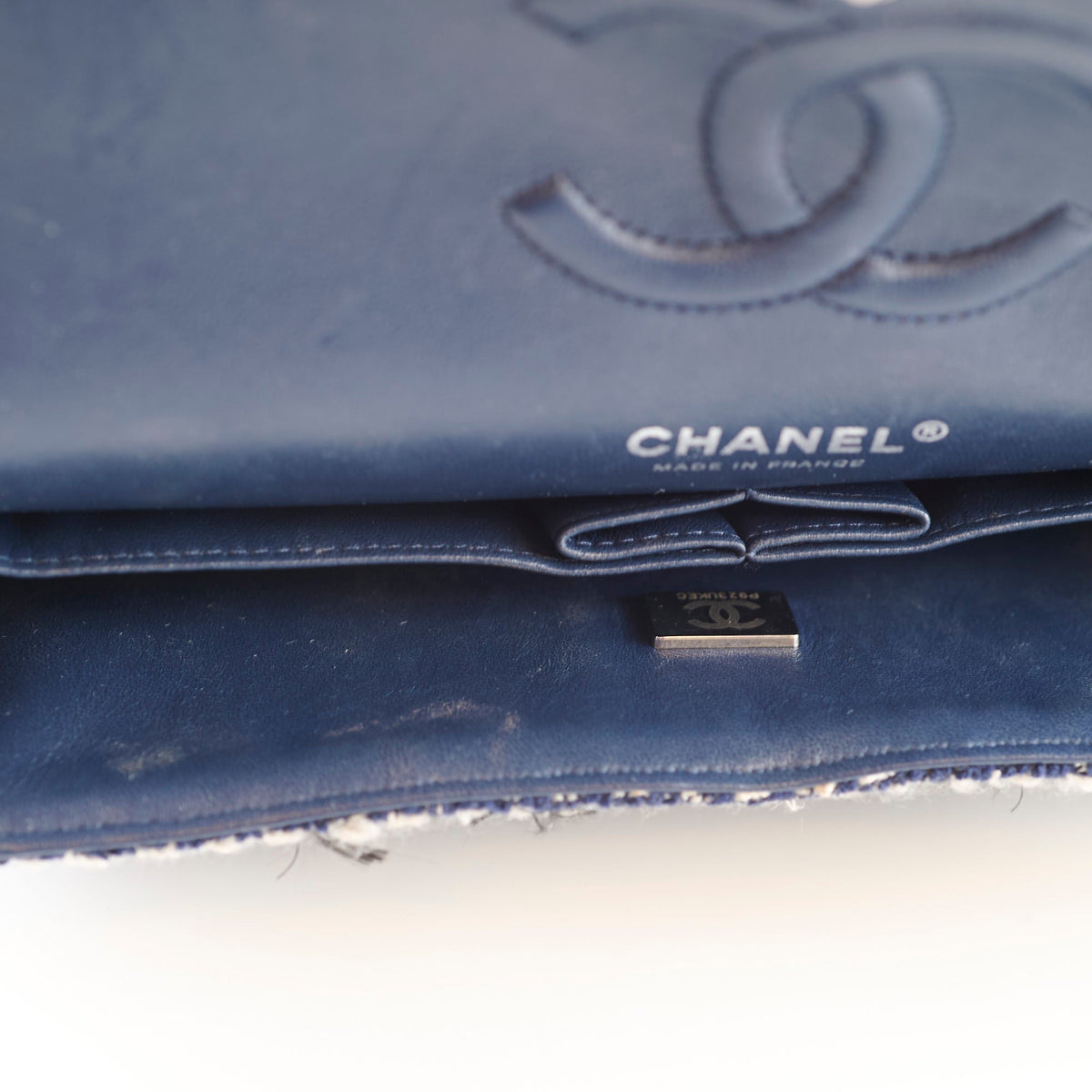 Chanel Medium Flower Sequined Tweed Flap Navy/Grey - photo 20