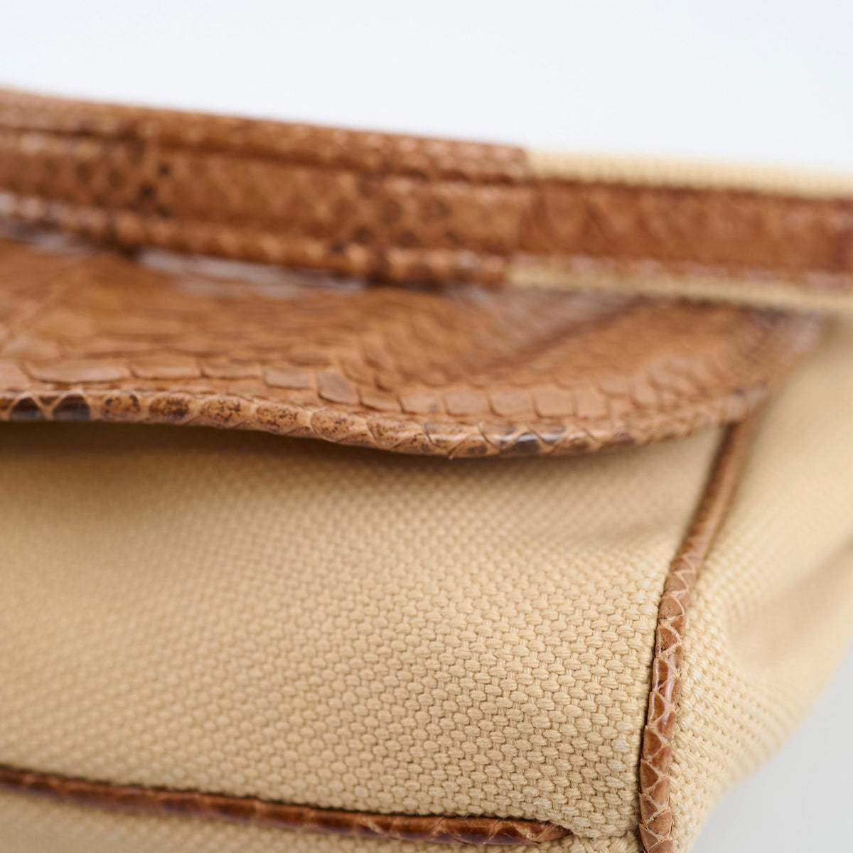 Chanel Vintage Python and Beige Canvas CC Flap Bag 8 series - photo 16