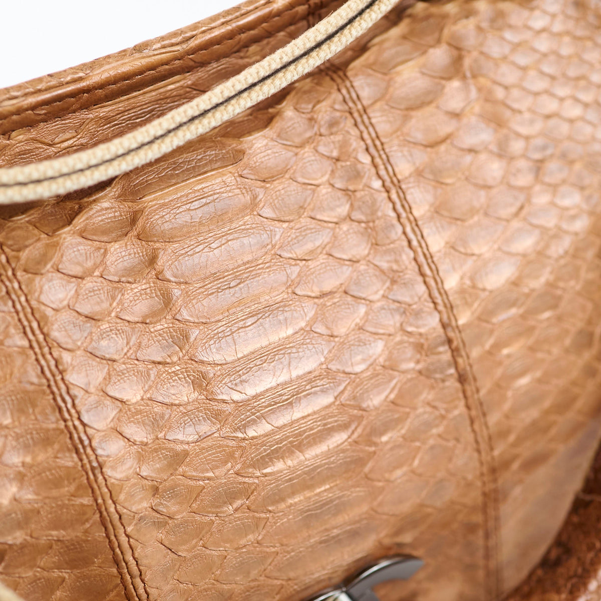 Chanel Vintage Python and Beige Canvas CC Flap Bag 8 series - photo 3
