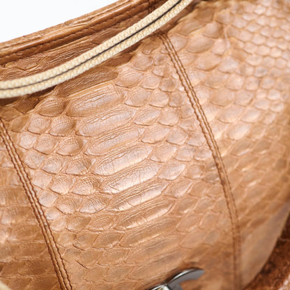 Chanel Vintage Python and Beige Canvas CC Flap Bag 8 series - photo 3