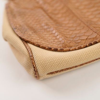 Chanel Vintage Python and Beige Canvas CC Flap Bag 8 series - photo 12
