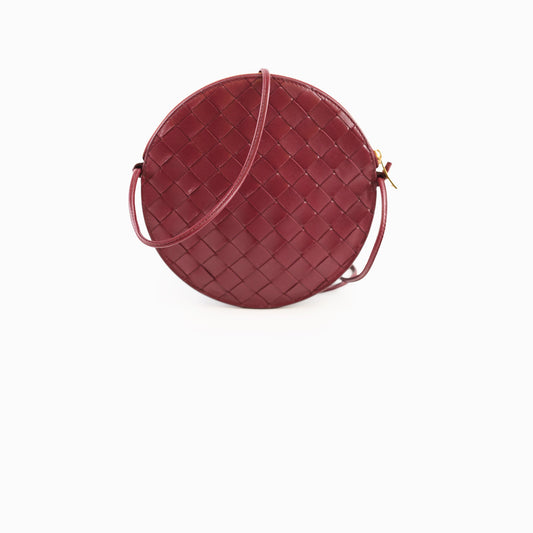 Bottega Veneta Round Intrecciato Crossbody Burgundy - photo 1