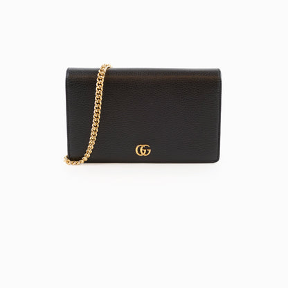 Gucci Marmont Wallet On Chain Grained Leather Black - photo 1