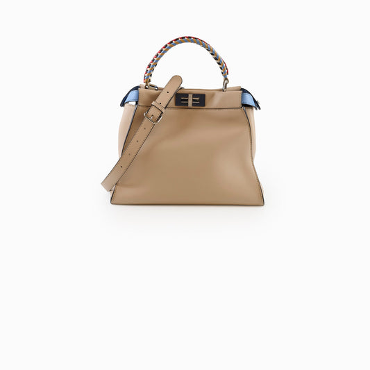 Fendi Medium Peekaboo I See U Braided Handle Calfskin Dove Grey - photo 1