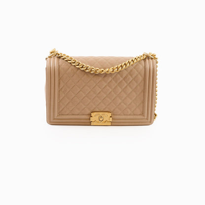 Chanel New Medium Boy Quilted Caviar Dark Beige (Series 27) - photo 1