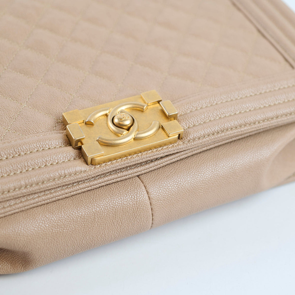 Chanel New Medium Boy Quilted Caviar Dark Beige (Series 27) - photo 8