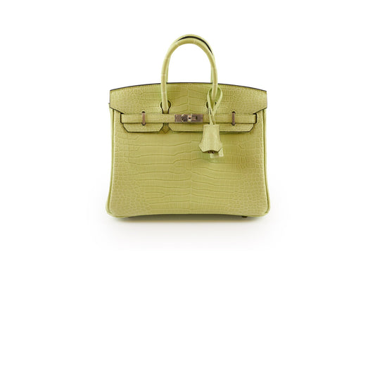 Hermes Birkin 25 Crocodile Porosus Jaune Bourge - Z Stamp - photo 1