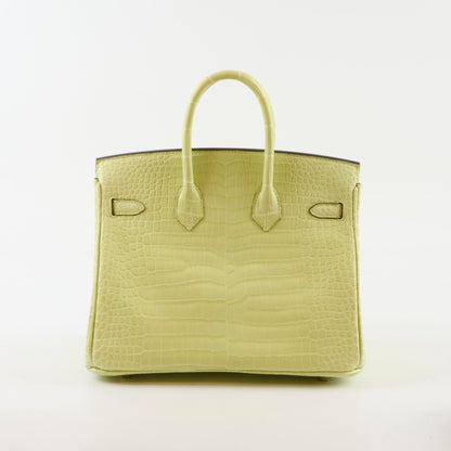 Hermes Birkin 25 Crocodile Porosus Jaune Bourge - Z Stamp - photo 2