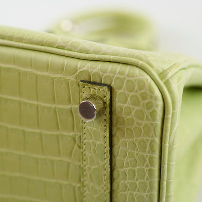 Hermes Birkin 25 Crocodile Porosus Jaune Bourge - Z Stamp - photo 11