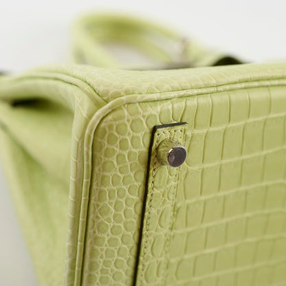Hermes Birkin 25 Crocodile Porosus Jaune Bourge - Z Stamp - photo 8