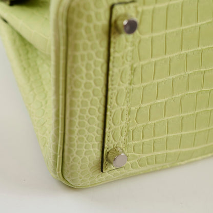 Hermes Birkin 25 Crocodile Porosus Jaune Bourge - Z Stamp - photo 9