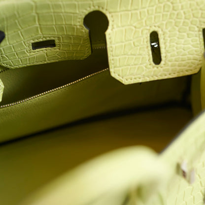 Hermes Birkin 25 Crocodile Porosus Jaune Bourge - Z Stamp - photo 6