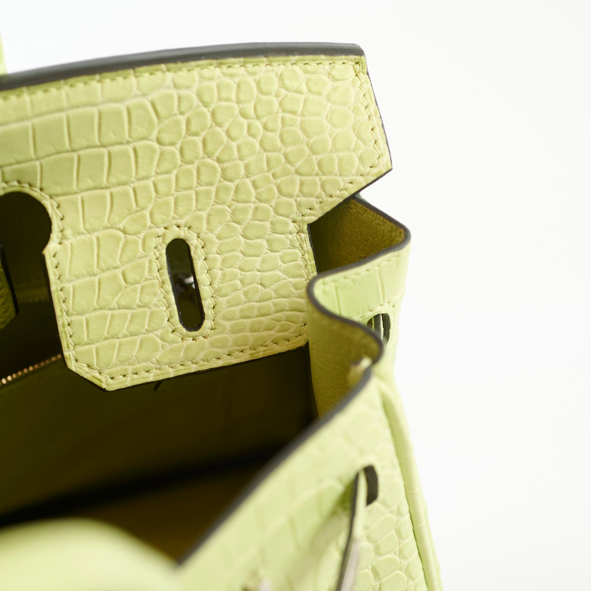 Hermes Birkin 25 Crocodile Porosus Jaune Bourge - Z Stamp - photo 7