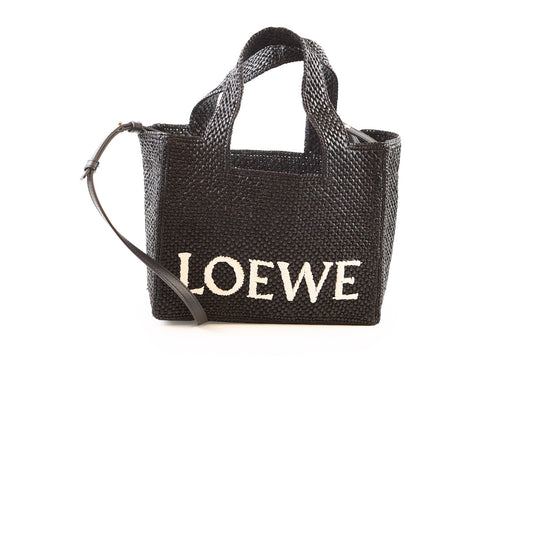 Loewe Small Font Raffia Tote Bag Black - photo 1