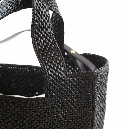 Loewe Small Font Raffia Tote Bag Black - photo 4