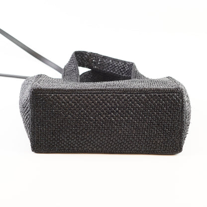 Loewe Small Font Raffia Tote Bag Black - photo 3