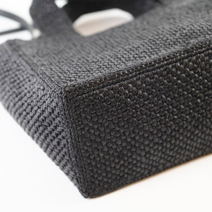 Loewe Small Font Raffia Tote Bag Black - photo 9