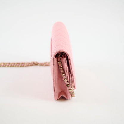 Chanel Caviar Wallet On Chain WOC Pink Microchip - photo 3